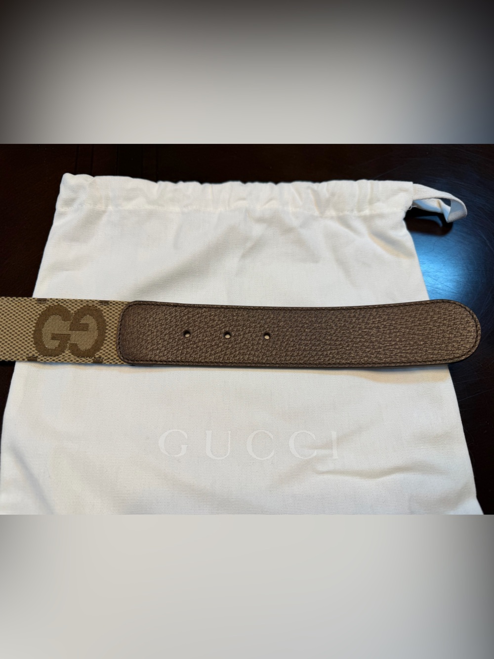 New Gucci GG Supreme Jumbo Logo Belt Brown Size 46 / 115 cm Fits Waist 42 - 46 - Picture 12 of 13
